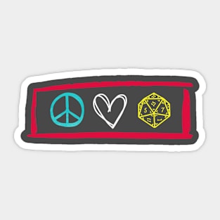 Peace, Love, D20 Sticker